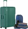 CarryOn Protector Luxe Grote Reiskoffer Trolley 77cm Met Tsa klikslot 4 delige Packer Set Ultralicht Groen online kopen