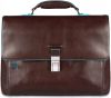 Piquadro Blue Square Expandable Computer Portfolio Briefcase 15" Mahogany online kopen