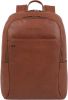 Piquadro Black Square Big Size Computer Backpack 15.6" With iPad Tobacco Leather online kopen
