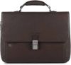 Piquadro Black Square Laptop 15"/iPad 9.7" Expandable Briefcase CONNEQU Dark Brown online kopen
