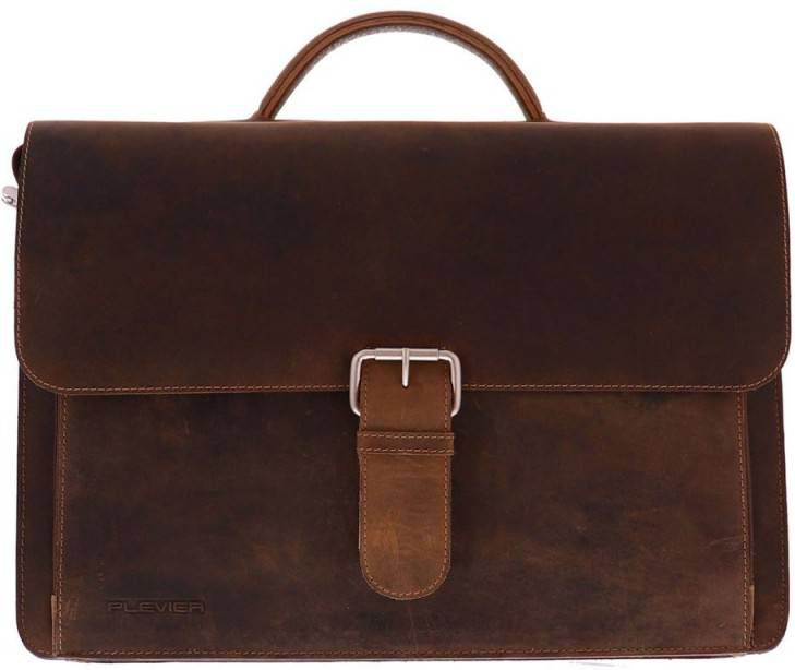 Plevier Crossbodytas Darwin Leren Old School Bag 15.6 Inch Bruin online kopen